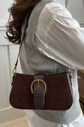 Elegant Suede Retro Buckle Bag SI-29210 | BROWN