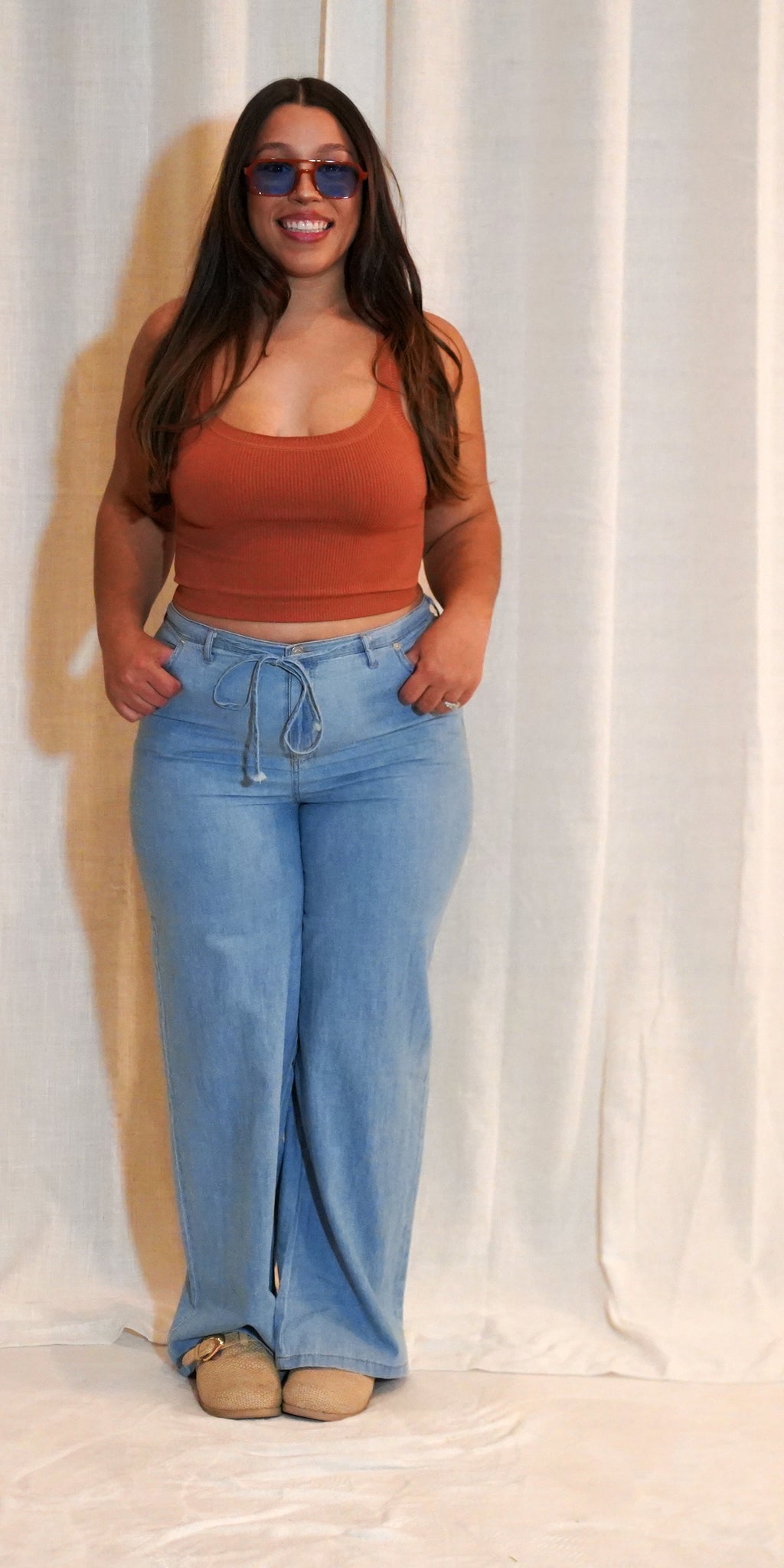 DOUBLE SCOOP NECK SEAMLESS CROP TANK TOP | RST-terracotta