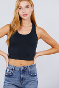FITTED RACERBACK COTTON CROP TANK TOP | NVY