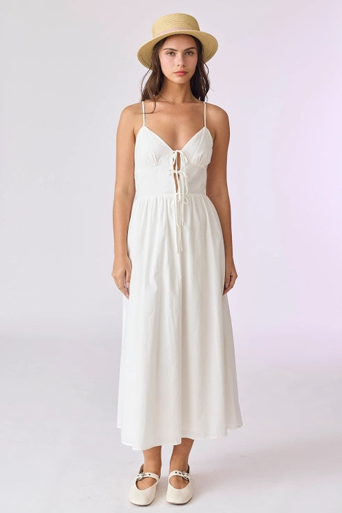 Emma Tie Front Midi Cami Dress | WHITE