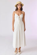Emma Tie Front Midi Cami Dress | WHITE